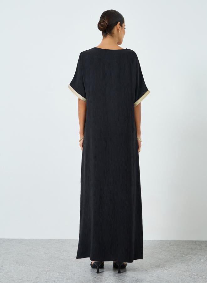 Take Two Women Floral Patch Detail Round Neck Jalabiya - Image 5